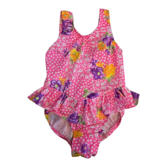 Vintage Other - Vintage 1990s Candlesticks Funky Neon Floral Pink Swimwear